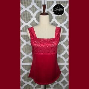 Cinema Etoile Vintage Red Lace Camisole Tank Top Size Large